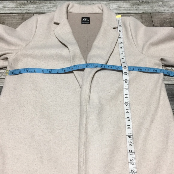 Zara Trench Coat Open Front Women’s XL Cream Oatmeal 100% Polyester - Picture 2 of 7